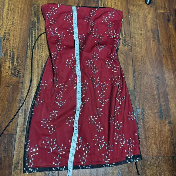 90s red and silver sequin mesh lace up dress - Picture 6 of 7